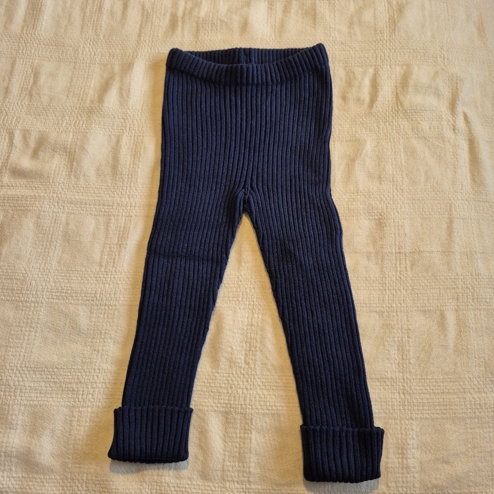 Hanna Andersson girls size 85 or 2T ribbed leggings, Navy blue VVGUC